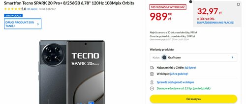 Tecno SPARK 20 Pro Plus promocja RTV Euro AGD