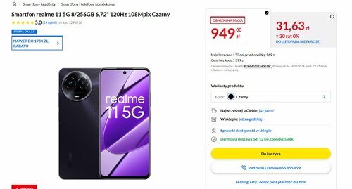 realme 11 5G promocja RTV Euro AGD