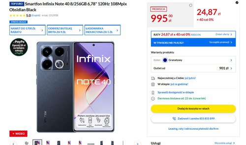 Infinix Note 40: świetny telefon do 1000 zł w RTV EURO AGD