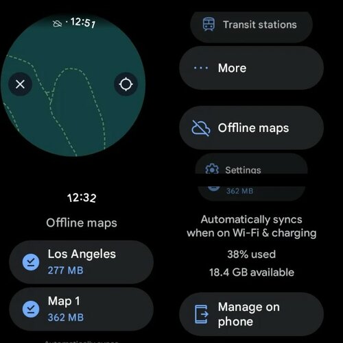fot. Mapy Google w wersji oofline na zegarku z Wear OS