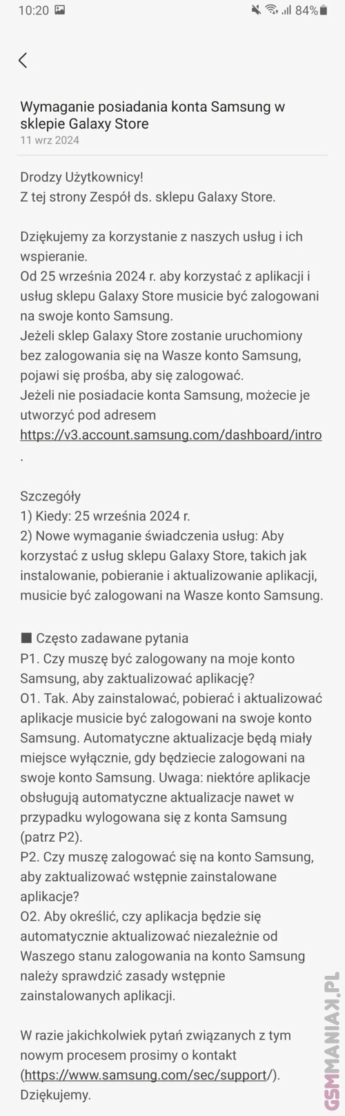 Samsung Galaxy Store: konieczność posiadania Konta Samsung