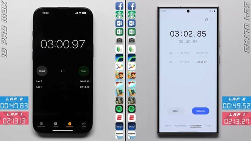 Apple iPhone 16 Pro Max vs Samsung Galaxy S24 Ultra Test szybkości porównanie PhoneBuff