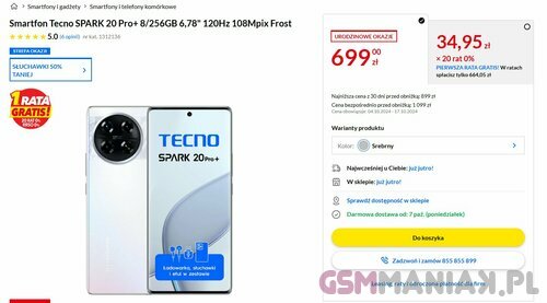 TECNO SPARK 20 Pro+ w promocji RTV EURO AGD