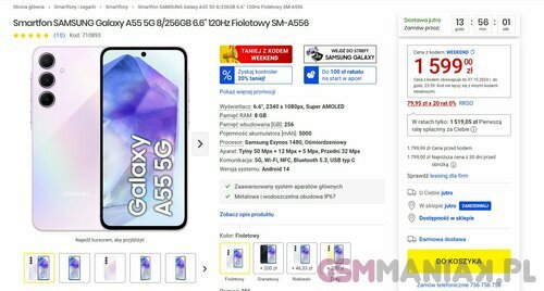 Samsung Galaxy A55 5G 8/256 GB promocja dobra cena w Media Expert