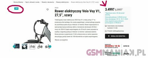 rower elektryczny Veio Voy V1 Biedronka Home 50 procent taniej promocja