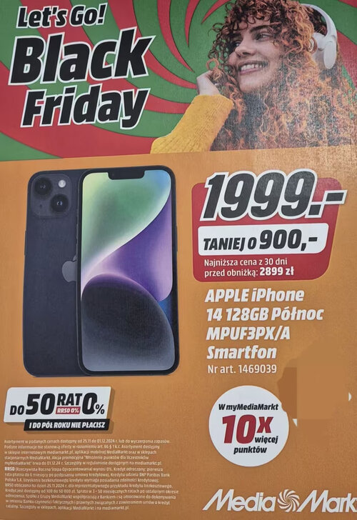 Apple iPhone 14 1999 zł Media Markt