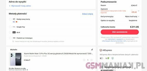 Xiaomi Redmi Note 13 Pro+ 5G promocja AliExpress