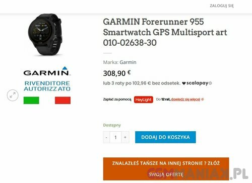 Garmin Forerunner 955 promocja cena