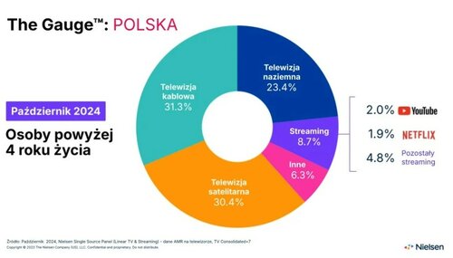 oglądalność tv i serwisów streamingowych w Polsce październik 2024/ fot. Nielsen, The Gauge