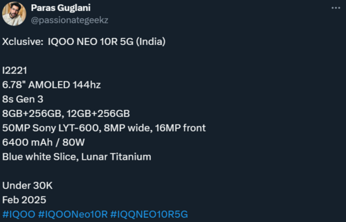 iQOO Neo 10R 5G