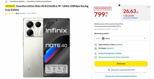 Infinix Note 40 promocja RTV EURO AGD