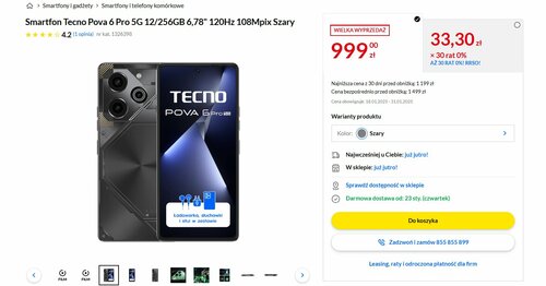 Tecno Pova 6 Pro 5G promocja RTV EURO AGD