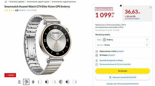 Huawei Watch GT4 Elite 41mm promocja RTV EURO AGD