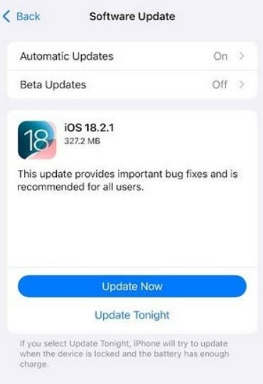 aktualizacja iOS 18.2.1/ fot. Apple